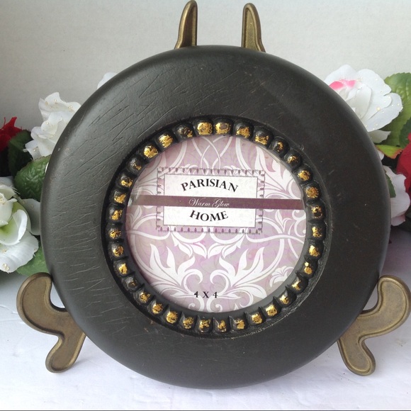 Photo Frame, Round Parisian Home Black Gold